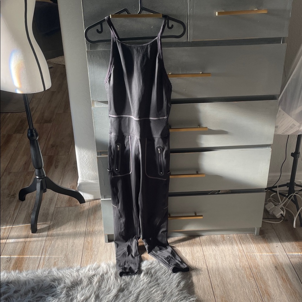 Free People Black Slim Jumpsuit with Zip Pockets